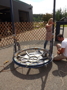 Bethany and Yves assembling toono